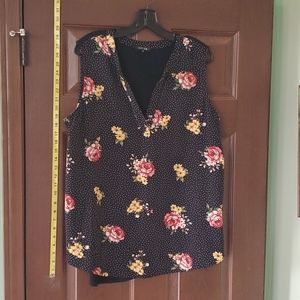 Black polkadot blouse with flower design